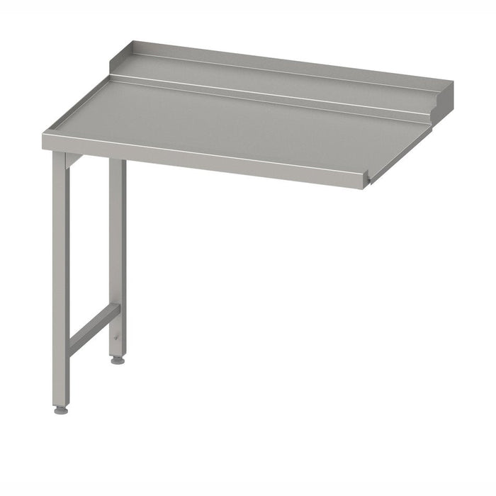 Stalgast - Ablauftisch, Korbführung mit Gefälle, auf zwei Beinen 1800x750x880 mm, Anbauseite links, mit Aufkantung, verschweißt - GastroDeals