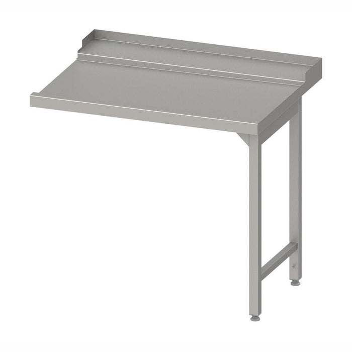 Stalgast - Ablauftisch, Korbführung mit Gefälle, auf zwei Beinen 1800x750x880 mm, Anbauseite rechts, mit Aufkantung, verschweißt - GastroDeals