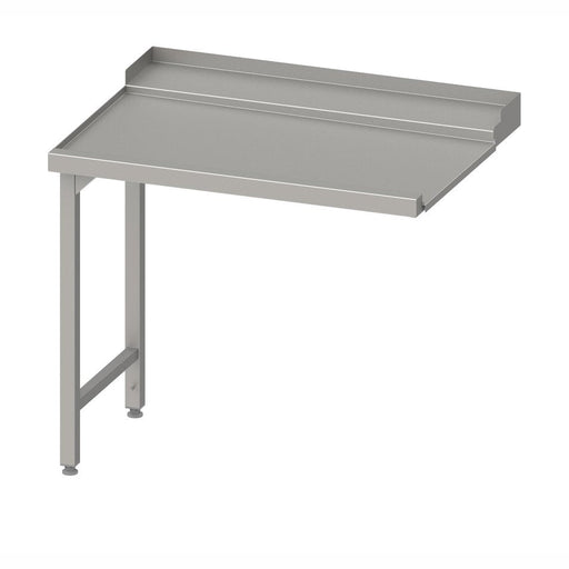 Stalgast - Ablauftisch, Korbführung mit Gefälle, auf zwei Beinen 700x750x880 mm, Anbauseite links, mit Aufkantung, verschweißt - GastroDeals