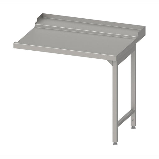 Stalgast - Ablauftisch, Korbführung mit Gefälle, auf zwei Beinen 800x750x880 mm, Anbauseite rechts, mit Aufkantung, verschweißt - GastroDeals