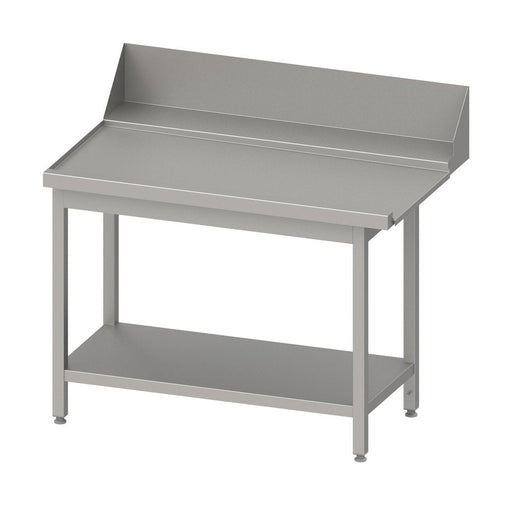 Stalgast - Ablauftisch "PRO", Korbführung mit Gefälle, mit Grundboden 1600x750x880 mm, Anbauseite links, mit Aufkantung 200 mm und Beckenblende, verschweißt - GastroDeals