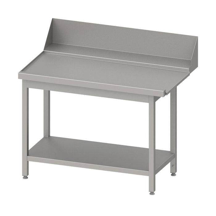 Stalgast - Ablauftisch "PRO", Korbführung mit Gefälle, mit Grundboden 1600x750x880 mm, Anbauseite links, mit Aufkantung 200 mm und Beckenblende, verschweißt - GastroDeals