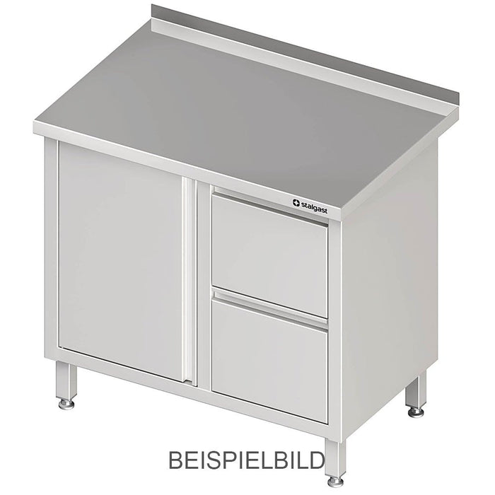 Stalgast - Arbeitsschrank mit Flügeltür, 1000x600x850 mm, mit 2er Schubladenblock links, mit Aufkantung, verschweißt - GastroDeals