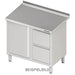Stalgast - Arbeitsschrank mit Flügeltür, 800x600x850 mm, mit 2er Schubladenblock links, mit Aufkantung, verschweißt - GastroDeals