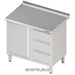 Stalgast - Arbeitsschrank mit Flügeltür, 800x700x850 mm, mit 3er Schubladenblock rechts, ohne Aufkantung, verschweißt - GastroDeals
