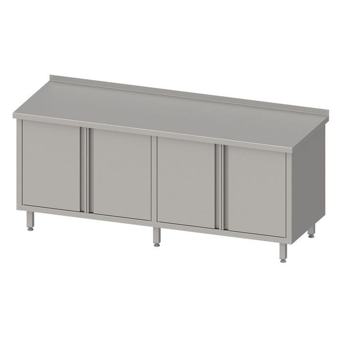 Stalgast - Arbeitsschrank mit Flügeltüren 2000x600x850 mm, mit Aufkantung, verschweißt - GastroDeals
