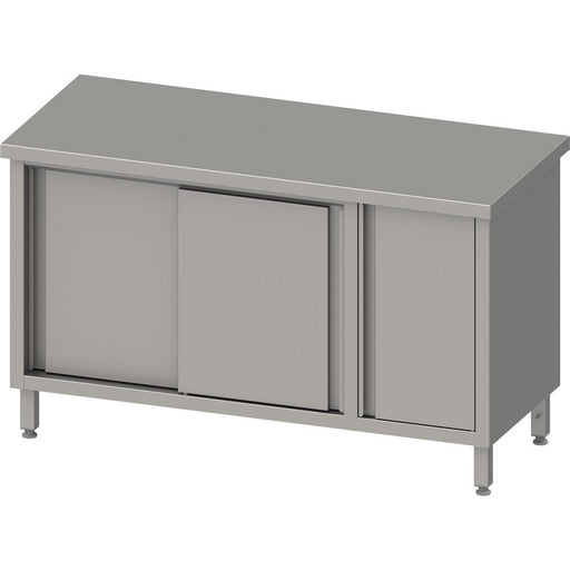 Stalgast - Arbeitsschrank mit Schiebetüren, 1200x600x850 mm, mit Flügeltürschrank rechts, ohne Aufkantung, verschweißt - GastroDeals