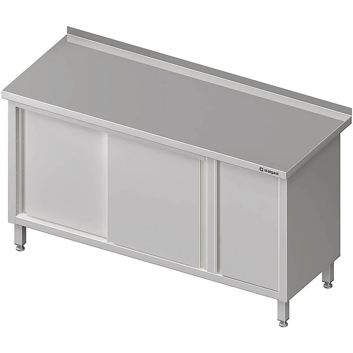 Stalgast - Arbeitsschrank mit Schiebetüren, 1400x600x850 mm, mit Flügeltürschrank rechts, mit Aufkantung, verschweißt - GastroDeals