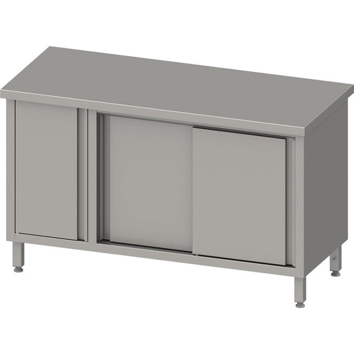 Stalgast - Arbeitsschrank mit Schiebetüren, 1600x700x850 mm, mit Flügeltürschrank links, ohne Aufkantung, verschweißt - GastroDeals