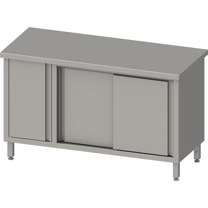 Stalgast - Arbeitsschrank mit Schiebetüren, 1600x700x850 mm, mit Flügeltürschrank links, ohne Aufkantung, verschweißt - GastroDeals