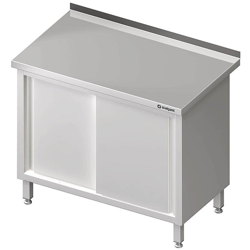 Stalgast - Arbeitsschrank mit Schiebetüren, 1800x600x850 mm, mit Aufkantung, verschweißt - GastroDeals