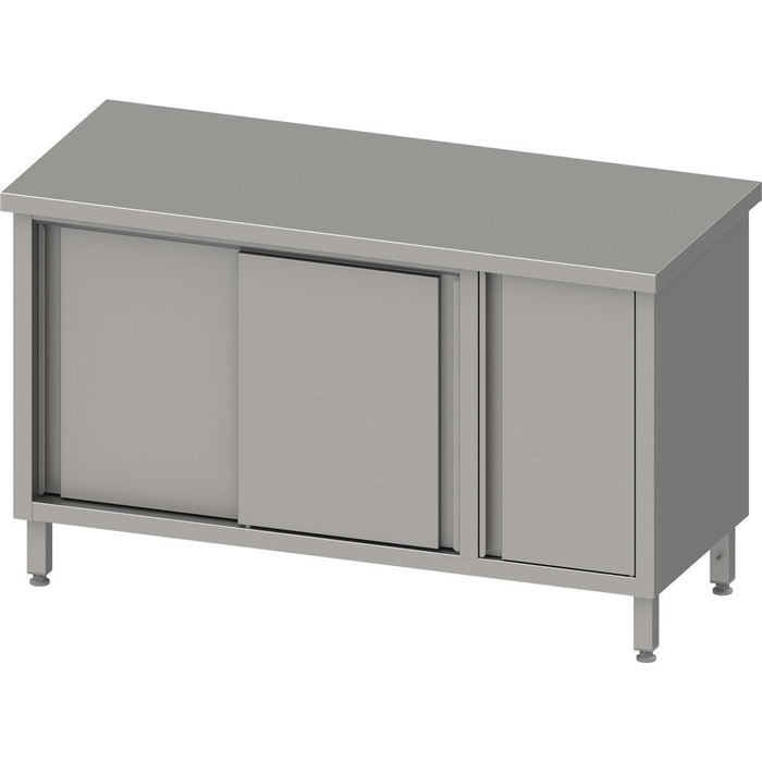 Stalgast - Arbeitsschrank mit Schiebetüren, 1800x600x850 mm, mit Flügeltürschrank rechts, ohne Aufkantung, verschweißt - GastroDeals