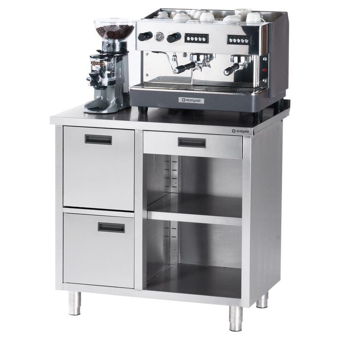 Stalgast - Arbeitstisch für Kaffeemaschine, mit Aufkantung, 1000 x 700 x 1000 mm (BxTxH) - GastroDeals