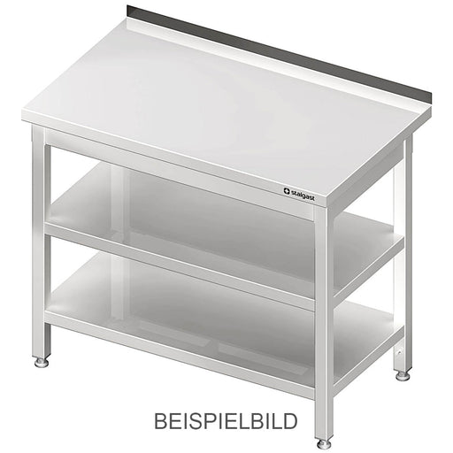 Stalgast - Arbeitstisch mit Grund- und Zwischenboden, 1300x600x850 mm, ohne Aufkantung, verschweißt - GastroDeals