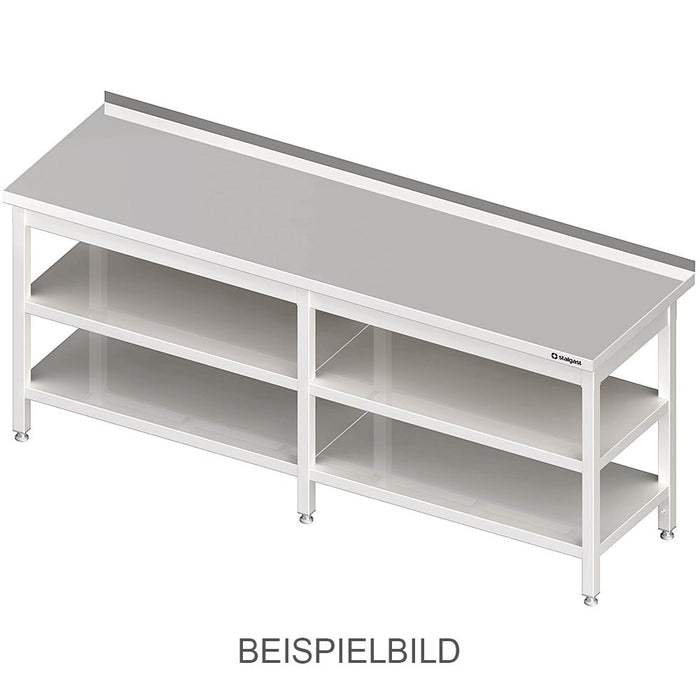 Stalgast - Arbeitstisch mit Grund- und Zwischenboden, 2800x700x850 mm, ohne Aufkantung, verschweißt - GastroDeals