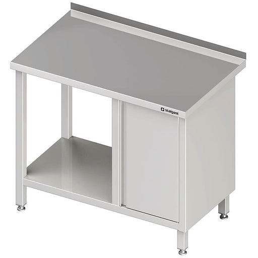 Stalgast - Arbeitstisch mit Grundboden, 1200x600x850 mm, mit Flügeltürschrank rechts, mit Aufkantung, verschweißt - GastroDeals