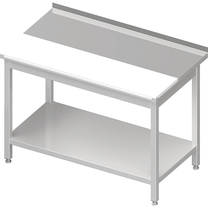 Stalgast - Arbeitstisch mit Grundboden, 1600x600x850 mm, mit vertiefter PE-Schneideplatte, mit Aufkantung, verschweißt - GastroDeals