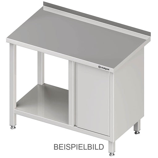 Stalgast - Arbeitstisch mit Grundboden, 1900x600x850 mm, mit Flügeltürschrank links, mit Aufkantung, verschweißt - GastroDeals