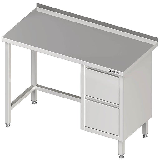 Stalgast - Arbeitstisch ohne Grundboden, 1100x700x850 mm, mit 2er Schubladenblock rechts, mit Aufkantung, verschweißt - GastroDeals