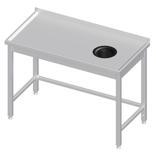 Stalgast - Arbeitstisch ohne Grundboden, 1200x600x850 mm, mit Abfallloch rechts, mit Aufkantung, verschweißt - GastroDeals