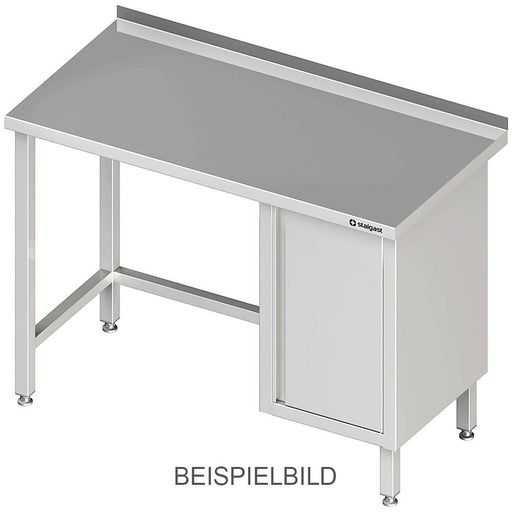 Stalgast - Arbeitstisch ohne Grundboden, 1200x600x850 mm, mit Flügeltürschrank links, ohne Aufkantung, verschweißt - GastroDeals