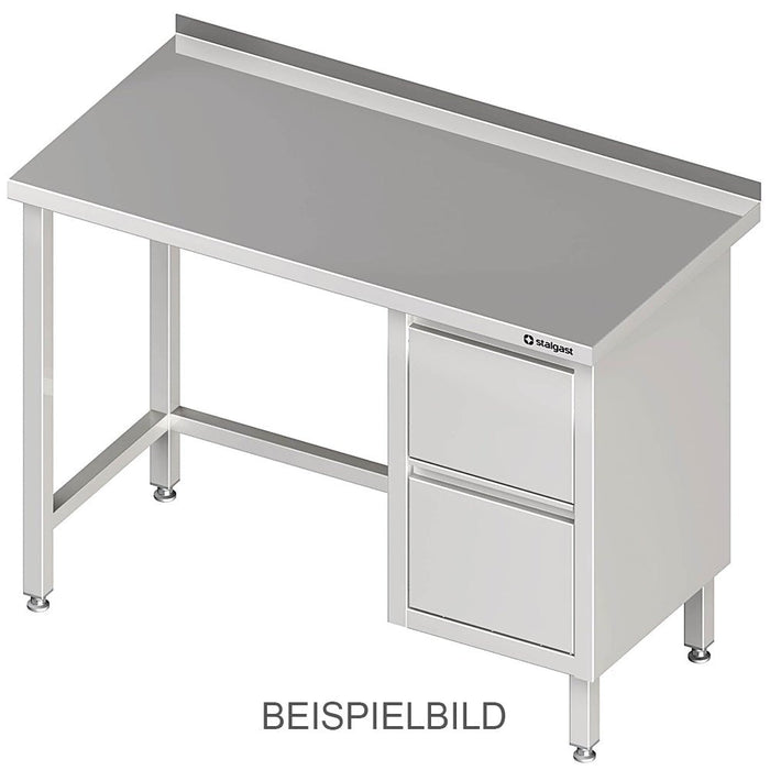 Stalgast - Arbeitstisch ohne Grundboden, 800x700x850 mm, mit 2er Schubladenblock links, mit Aufkantung, verschweißt - GastroDeals