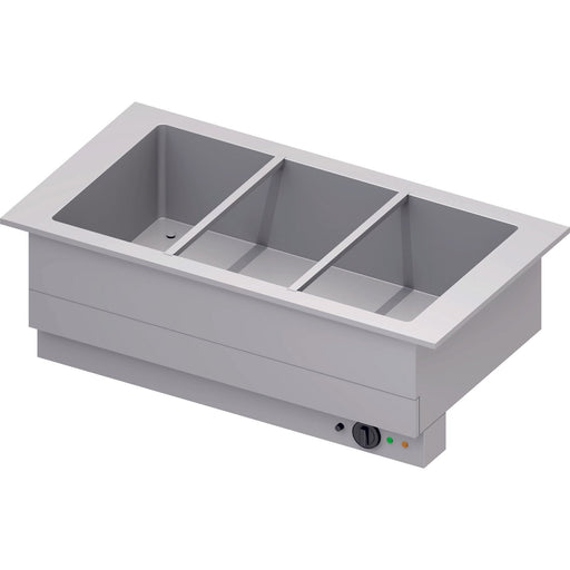 Stalgast - Bain-Marie-Becken "Drop-In" 3xGN 1/1 1155x620x390 mm Edelstahlabdeckung - GastroDeals