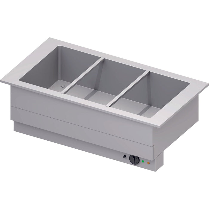 Stalgast - Bain-Marie-Becken "Drop-In" 3xGN 1/1 1155x620x390 mm Edelstahlabdeckung - GastroDeals
