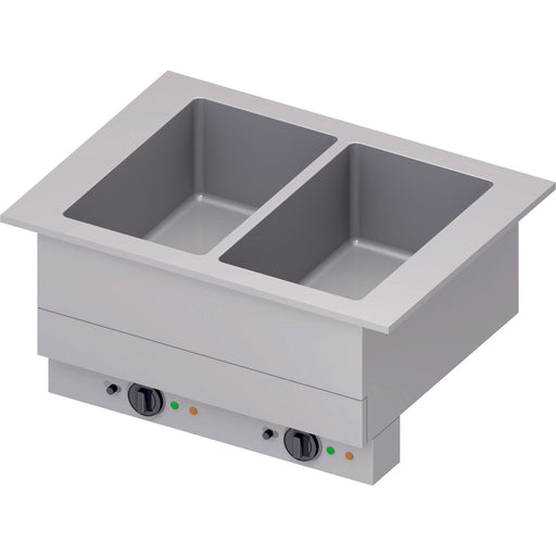 Stalgast - Bain-Marie "Drop-In" 2x GN1/1 Einzelbecken 830x620x390 mm, Edelstahlabdeckung - GastroDeals