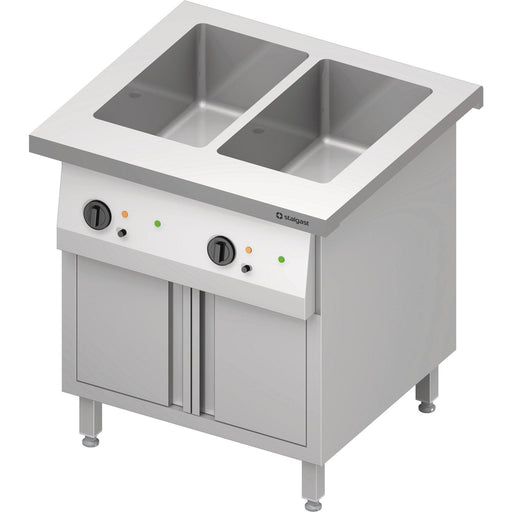 Stalgast - Bain-Marie-Station "Free Flow" 2x GN1/1-Becken, mit Flügeltüren, 799x750x880 mm Granitabdeckung "Standard G1" - GastroDeals