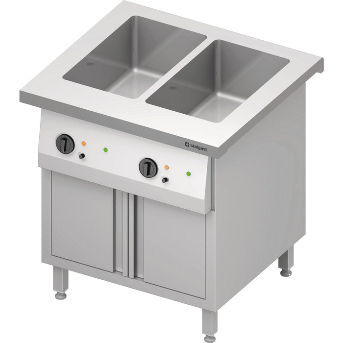 Stalgast - Bain-Marie-Station "Free Flow" 2x GN1/1-Becken, mit Flügeltüren, 799x750x880 mm Granitabdeckung "Standard G1" - GastroDeals
