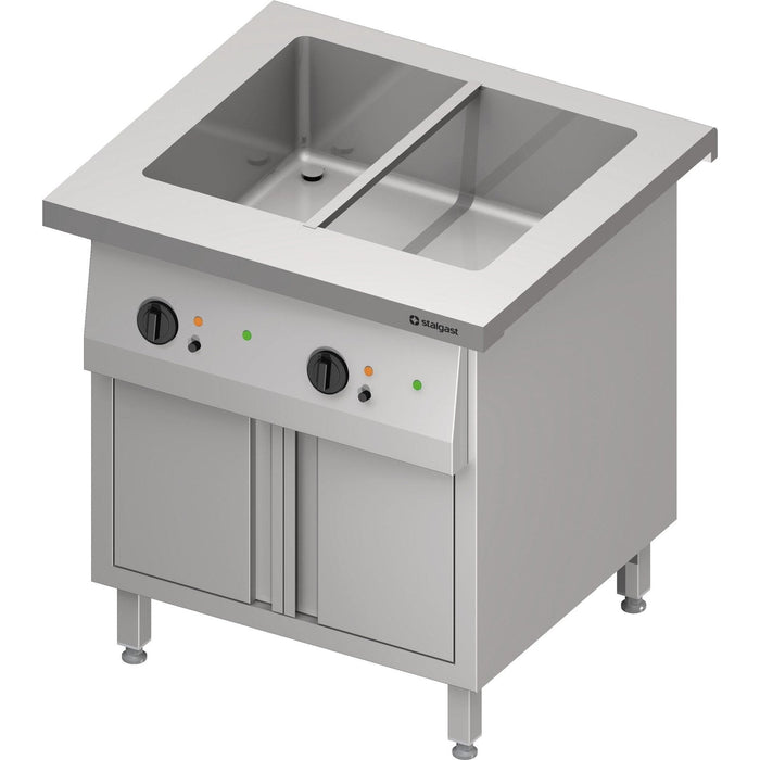 Stalgast - Bain-Marie-Station "Free Flow" mit einem Becken 2x GN1/1, Wärmeschrank und Flügeltüren, 799x750x880 mm Granitabdeckung "Standard G1" - GastroDeals