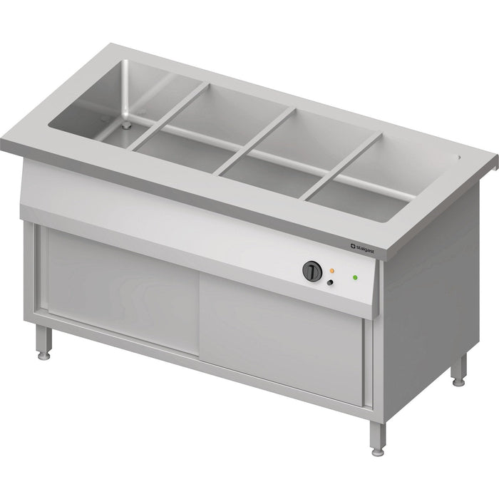 Stalgast - Bain-Marie-Station "Free Flow" mit einem Becken 4x GN1/1 und Schiebetüren, 1465x750x880 mm Granitabdeckung "Standard G1" - GastroDeals