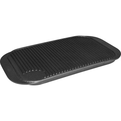 Stalgast - Brat- und Grillplatte aus Gusseisen, doppelseitig (gerillt/glatt), Abmessung 48 x 26 cm - GastroDeals