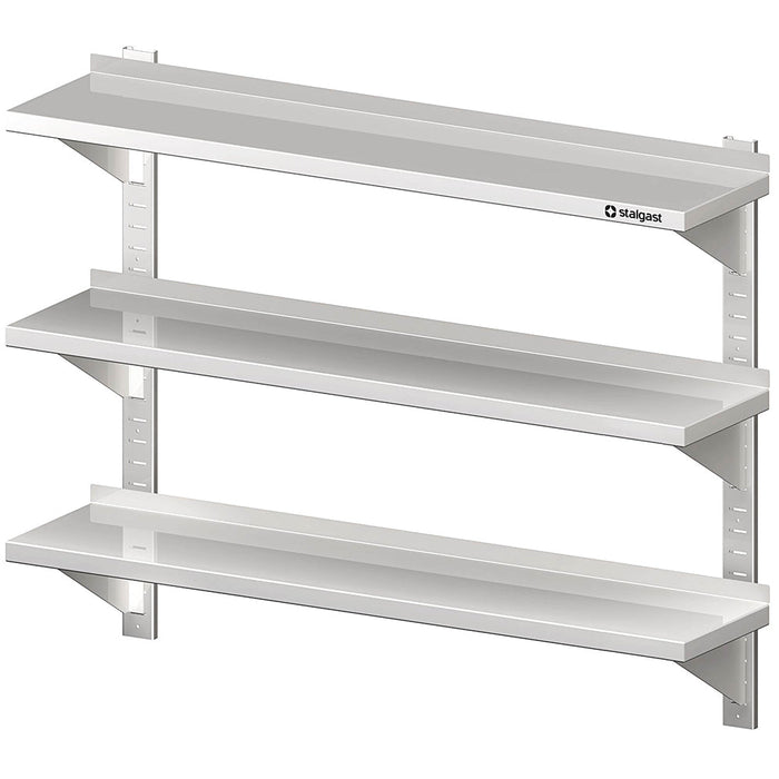Stalgast - Dreifach-Wandbord mit Konsolen, und Wandschienen, 900x300x930 mm, höhenverstellbar, verschweißt - GastroDeals