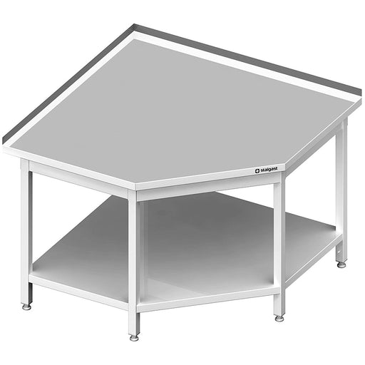 Stalgast - Eckarbeitstisch mit Grundboden, 1200x1200x850 mm (Anbau: 600/600 mm), mit Aufkantung, verschweißt - GastroDeals