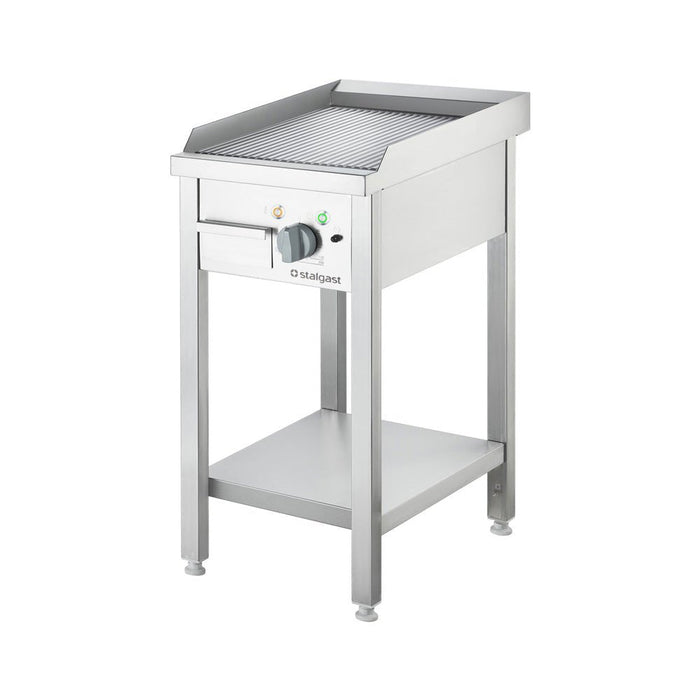 Stalgast - Elektro-Griddleplatte als Standgerät - gerillt, Unterbau offen, 400 x 700 x 850 mm (BxTxH) - GastroDeals