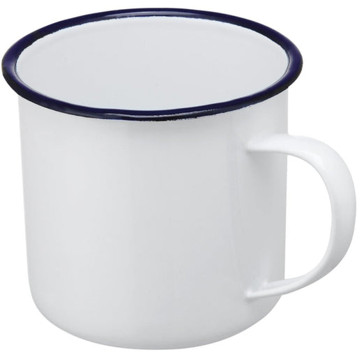 Stalgast - Emaille-Henkelbecher, weiß mit blauem Rand, Ø 8 cm, 400 ml - GastroDeals