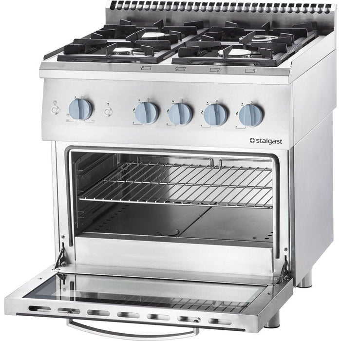 Stalgast - Gasherd 4 Brenner mit Gasbackofen (GN 2/1) Serie 700 ND - G20, 4-Brenner (3,5+5+2x7) - GastroDeals