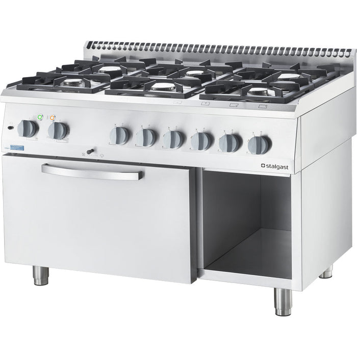 Stalgast - Gasherd ECO 6 Brenner mit Elektro-Heißluftofen (600 x 400 mm / GN 1/1) Serie 700 ND - G20, 6-Brenner (6x3,5 kW) - GastroDeals