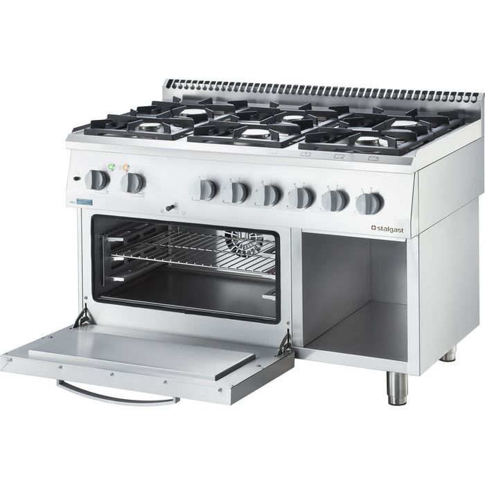 Stalgast - Gasherd ECO 6 Brenner mit Elektro-Heißluftofen (600 x 400 mm / GN 1/1) Serie 700 ND - G20, 6-Brenner (6x3,5 kW) - GastroDeals
