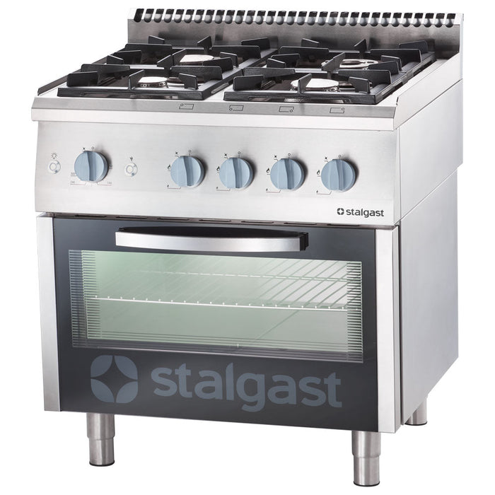 Stalgast - Gasherd mit 4 Brennern (2x5+2x7) und Gas-Backofen GN2/1, Serie 700 ND - GastroDeals