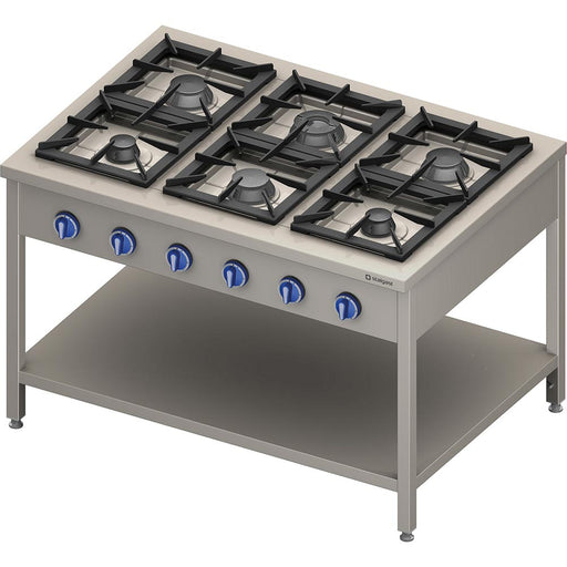 Stalgast - Gasherd Serie 900 - 6-Brenner (3,5+3x5+2x7), 32,5 kW, G20, 1300 x 900 x 850 mm (BxTxH) - GastroDeals