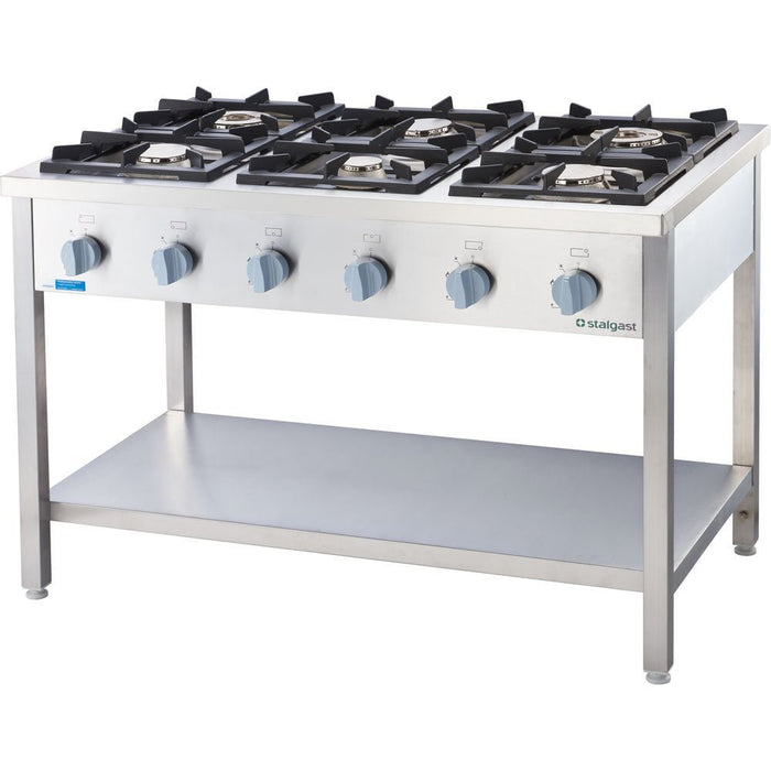 Stalgast - Gasherd Serie 900 - G20, 6-Brenner (3,5+2x5+2x7+9), 1300 x 900 x 850 mm (BxTxH) - GastroDeals