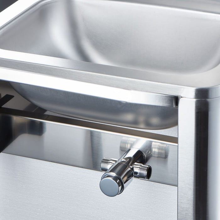 Stalgast - Handwaschbecken mit Kniebedienung, inkl. Armatur und Seifenspender, Wandmontage, 400 mm x 330 mm x 570 mm (BxTxH) - GastroDeals