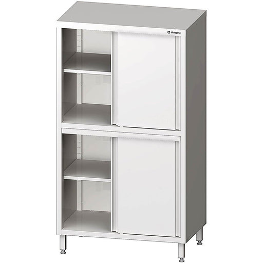Stalgast - Hochschrank mit Schiebetüren, 1100x600x1800 mm, mit zwei Schrankräumen, verschweißt - GastroDeals
