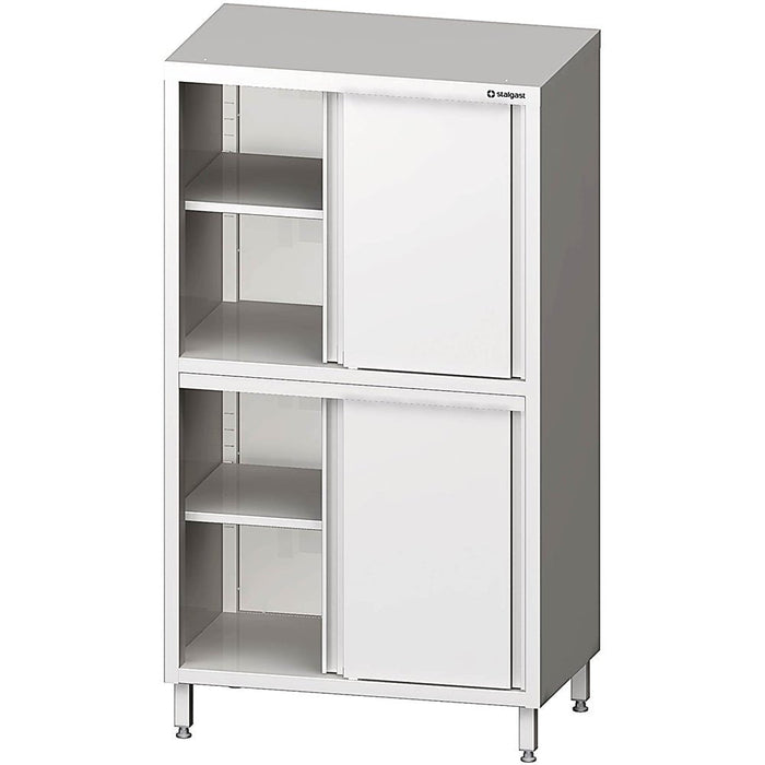 Stalgast - Hochschrank mit Schiebetüren, 1200x500x1800 mm, mit zwei Schrankräumen, verschweißt - GastroDeals