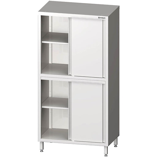 Stalgast - Hochschrank mit Schiebetüren, 900x600x2000 mm, mit zwei Schrankräumen, verschweißt - GastroDeals