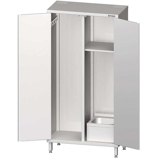 Stalgast - Hochschrank mit Spülbecken für Reinigungsutensilien, 2 Flügeltüren, 1000x500x2000 mm (BxTxH) - GastroDeals