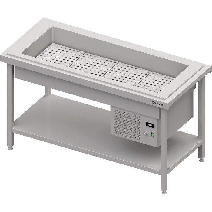 Stalgast - Kaltausgabe mit einer Getränke-Kühlwanne 4x GN1/1, 1570x750x880, Granitabdeckung "Standard G1" - GastroDeals